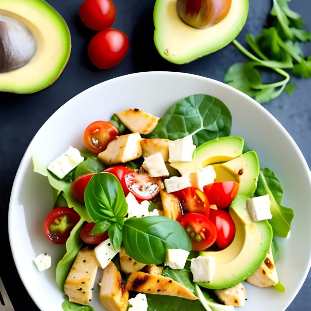 chicken salad with feta and avocado